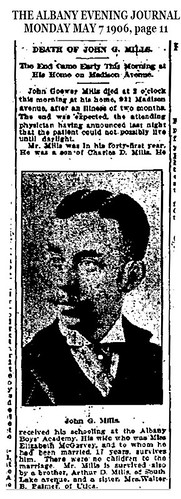 John G Mills Obituary 1906