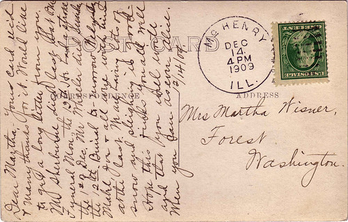 Dec 1909 Alice to Martha (Morey) Wisner