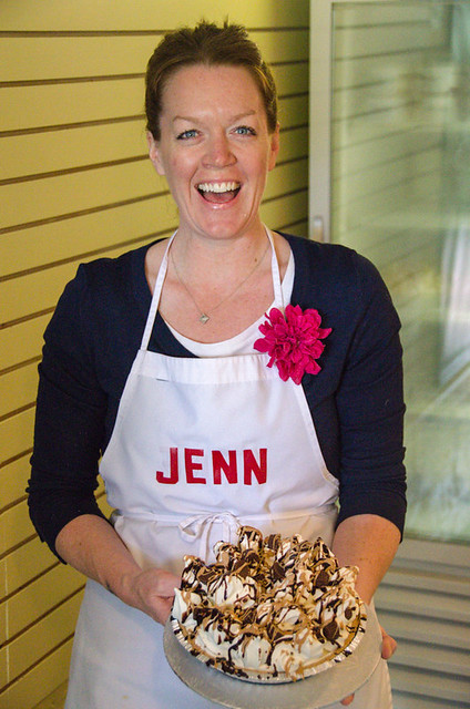 Jenn from (Jenn & Larry's) showing off one of her ice cream pies | Foodie Day Trip from Toronto