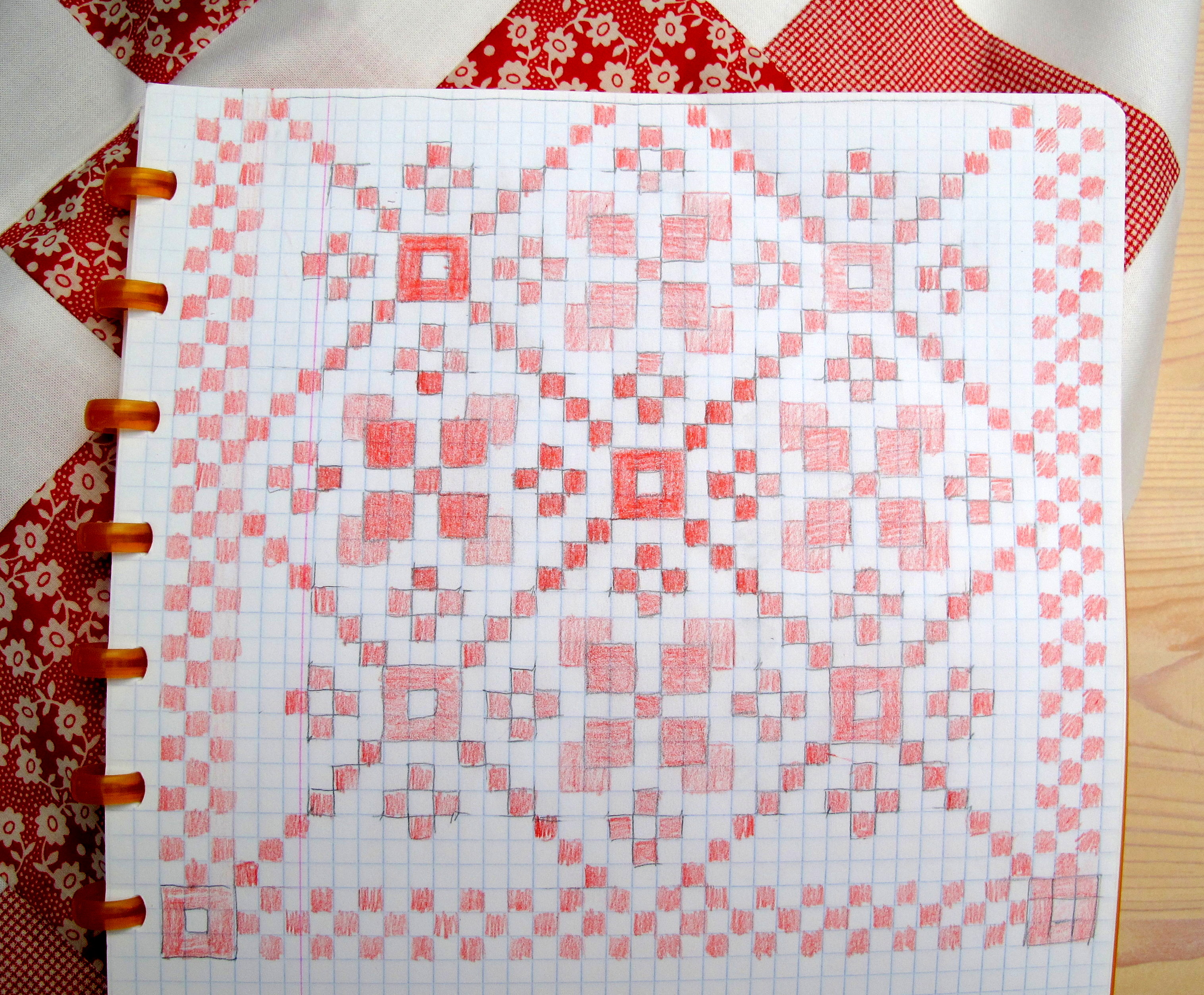 Pattern for red and white quilt