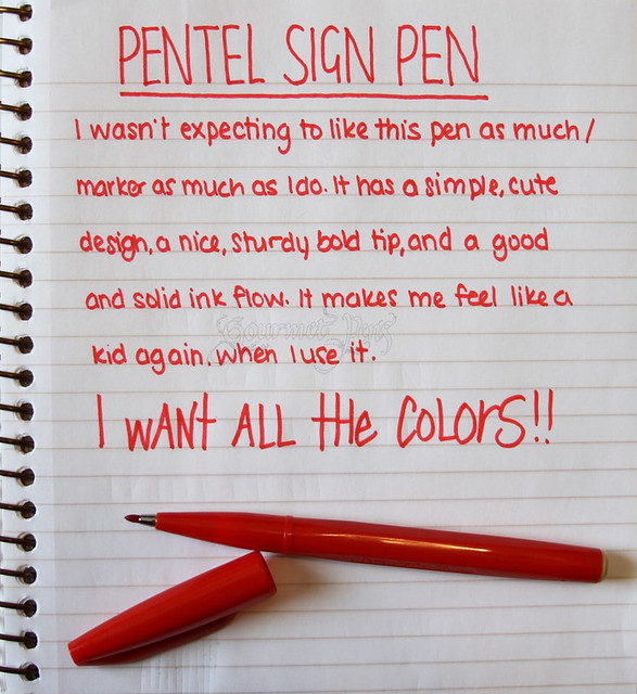 Pentel Sign Pen - Red Writing Sample