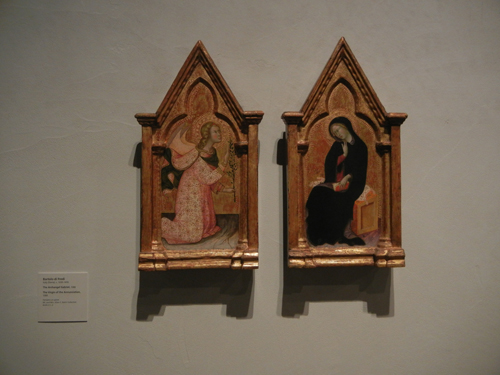 DSCN7978 _ The Archangel Gabriel, 1388, & The Virgin of the Annunciation, 1388, Bartolo di Fredi (c. 1330-1410), LACMA