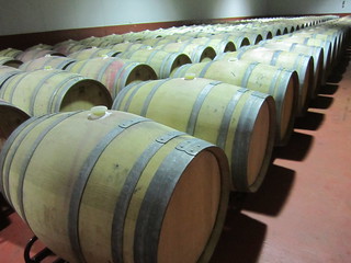 Hileras de barriles de vino de Rueda.