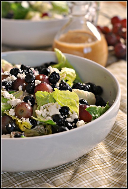 Salad with Blueberries, Grapes, and Almond Honey Mustard Dressing 4