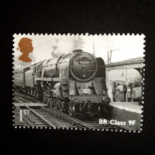 Day 14: black and white #train #vintage #stamp #postagestamp #postalsociety #psjune #challenge #scavengerhunt #blackandwhite #british