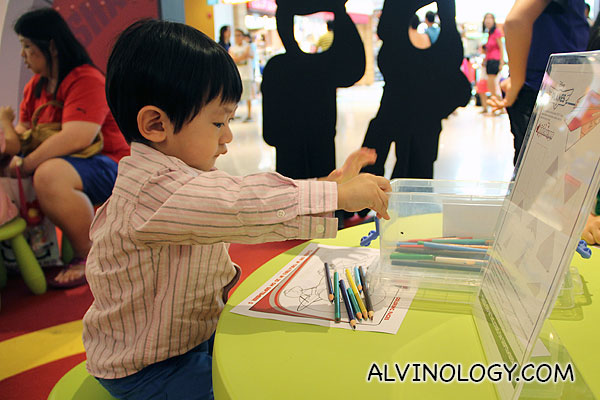 Asher doing colouring