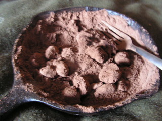 chocolate covered almonds w/cocoa powder