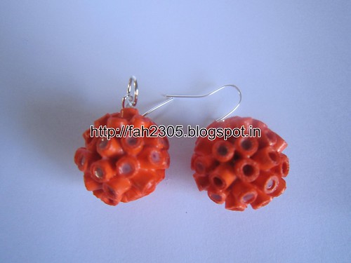 Handmade Jewelry - Paper Quilling Globle Earrings (Orange - V) (2) by fah2305