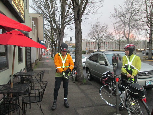 Michal and Graham outside Full City Coffee in Eugene