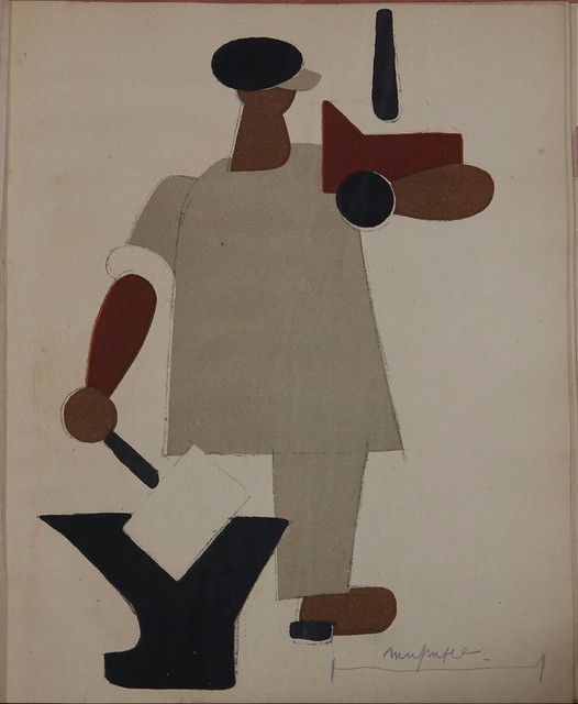 Russian placards, 1917-1922 (Vladimir Lebedev) - A workman with nationalised entreprises in his hands