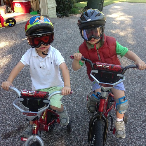 Supposedly they are rock climbers biking to the tallest mountain to climb up it. #its80degrees #lovemyboys