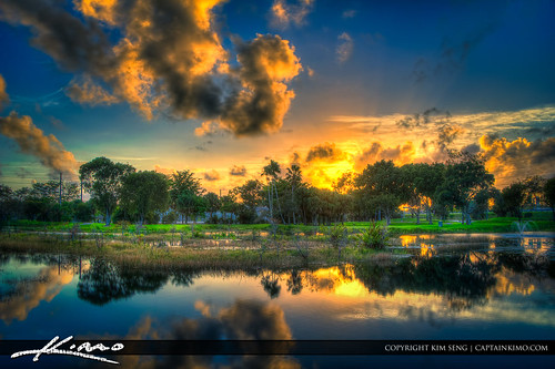 Dreher Park Sunset at Lake West Palm Beach by Captain Kimo