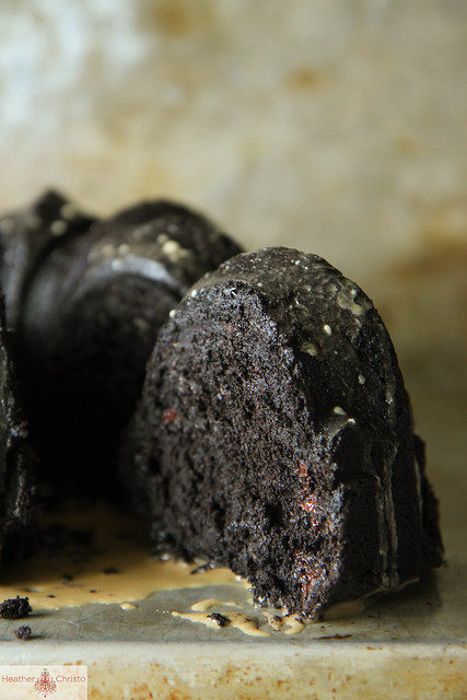 Dark Chocolate Coconut Zucchini Cake with Mocha Glaze
