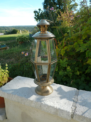Brass and cut-glass candle lantern