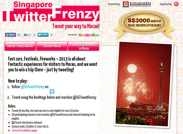 Singapore Twitter Frenzy 2013 - Tweet your Way to Macau! - Alvinology