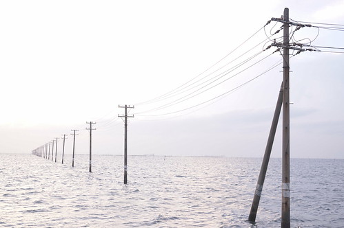 Soft High Key utility poles into the sea 09