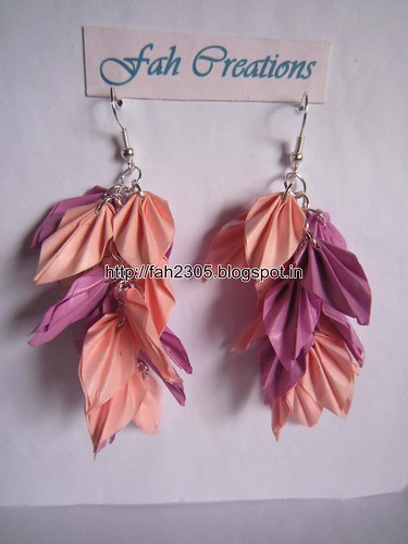Handmade Jewelry - Origami Paper Leaves Earrings (10) by fah2305