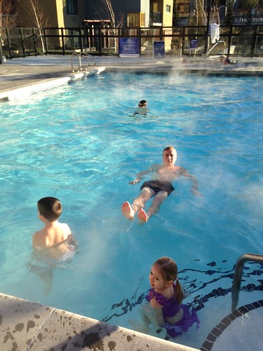 Relaxing in the pool with the kids at -11 Celsius