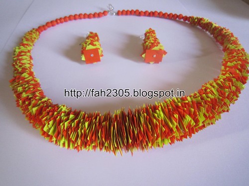 Handmade Jewelry -Scrape Paper Necklace and Earrings (1) by fah2305