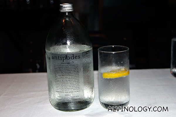 New Zealand imported Antipodes mineral water (sparkling) - S$8 for 500ml or S$12 for 1l 