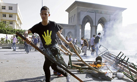 Egypt student rebellion at Al-Azhar University against the ongoing rule by the military. The incident took place on  October 20, 2013. by Pan-African News Wire File Photos