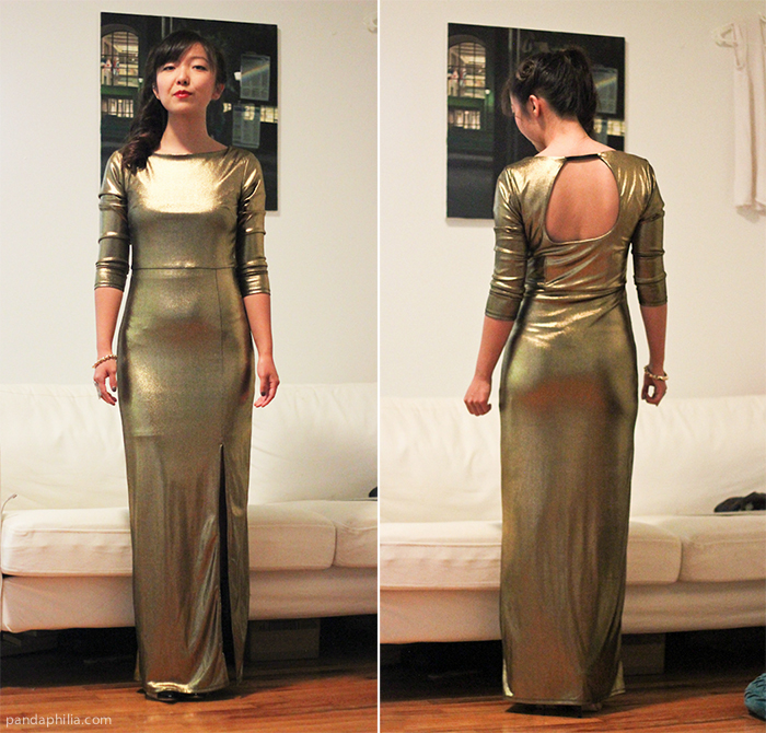 elegant gold gown open back