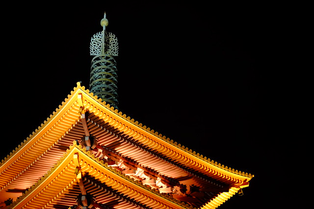pagoda at night