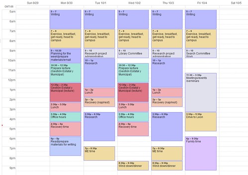 My academic weekly schedule