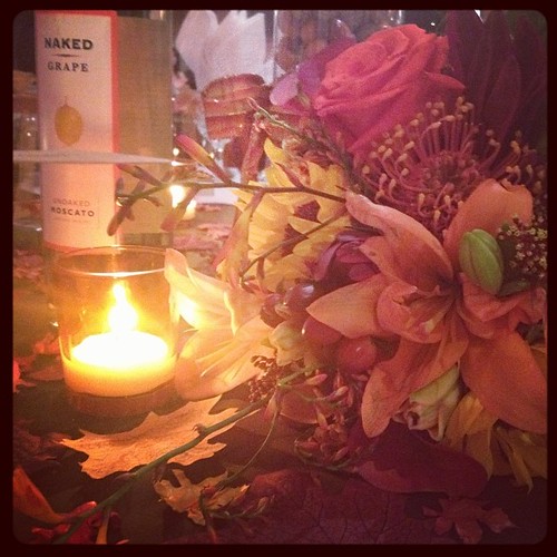 My bouquet and the candle light.
