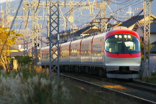 Kintetsu 23000series(Sunshine color)near Miminashi station in Kashihara, Nara, Japan /Nov 30, 2013