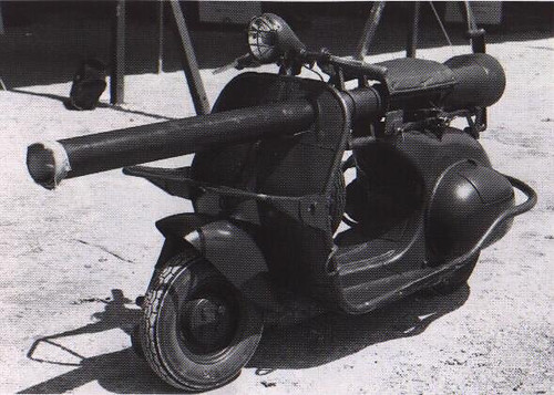 Armoured Vespa scooter with cannon