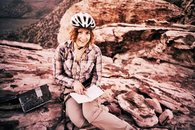Christine and the climb's log book