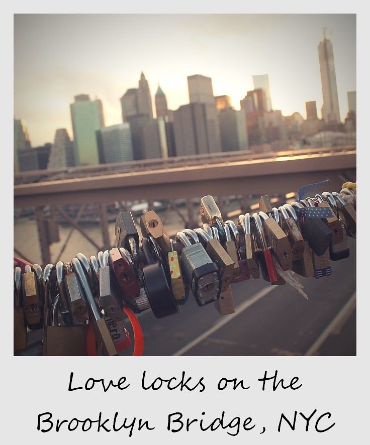 polaroid of the week new york city brooklyn bridge love locks
