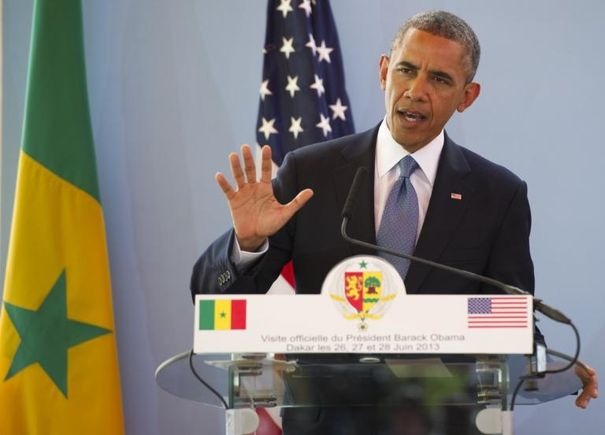 Le président américain Barack Obama en visite à Dakar, le 27 juin 2013. Crédit photo : Saul LOEB / AFP
