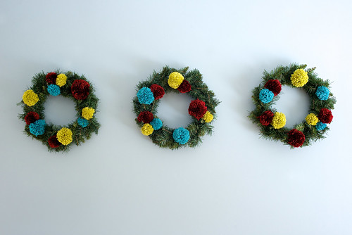 Pom pom wreaths.