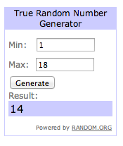 Another random number for a reader giveaway.