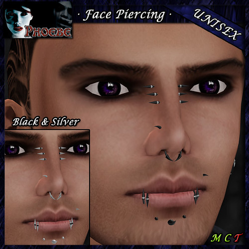 [OFFER!] *P* Unisex Face Piercing ~ Claws 2 ~ Black & Silver 2