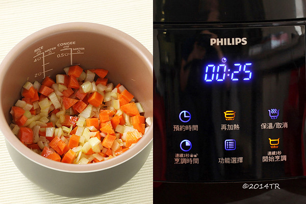 用電子鍋做臘腸花椰菜炊飯、起司蘑菇焗飯、番茄肉醬麵-20140524