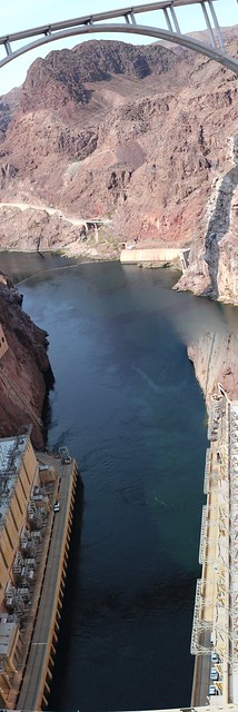 View down Colorado River from Hoover Dam