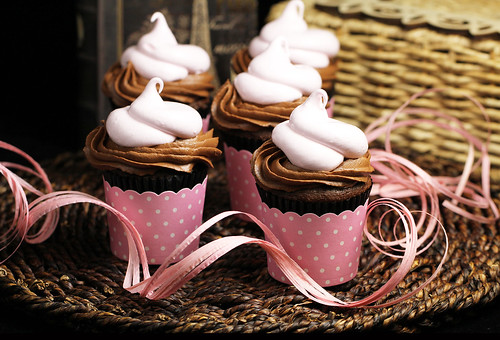 Pink Marshmallow Filled Chocolate Cupcakes