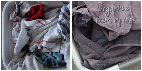 Organize linens by color