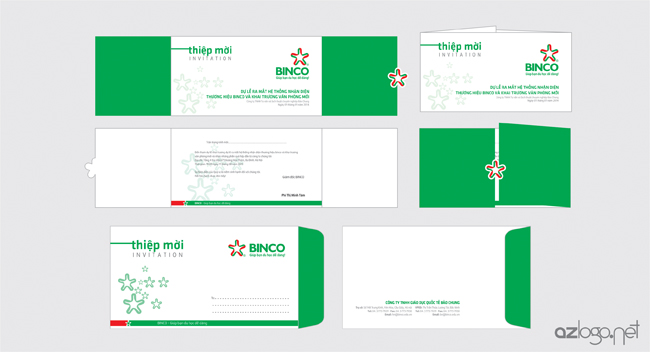 Mẫu thiết kế thiệp mời và phong bì đựng thiệp mời Công ty tư vấn du học BINCO