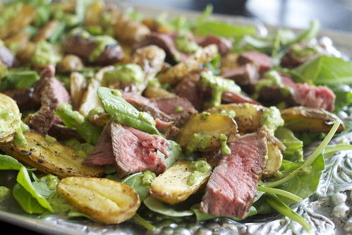 Arugula, Steak and Lemon Roasted Potato Salad