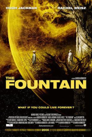 The Fountain DVD cover: figures perched on sci-fi landscape