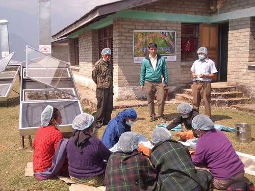 Entrepreneurs undergoing nettle powder making training. © CARE Nepal/Dev Narayan Mandal