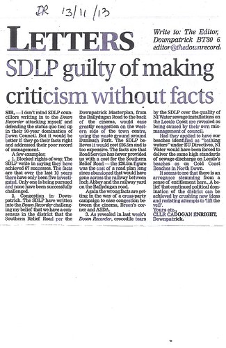 nov 13 2013 from clean beaches, to rights of way and access to our hospital SDLP EXPOSED BY Cllr Cadogan Enright