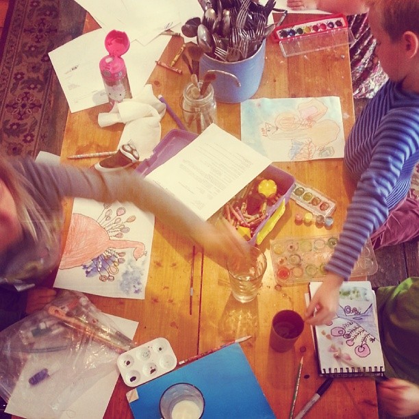 When mornings are rough you start with the favorite subject first. #art #homeschooling