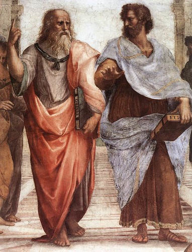 From "The School of Athens" by Raffaello Sanzio, 1509, showing Plato and Aristotle