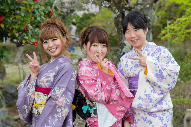Kyoto - Maruyama kōen - Japonaises en kimono
