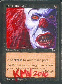 Dark Ritual It Pennywise the Clown IT series altered art magic Ken Myer Jr magic altered art mtg card artwork magic the gathering art